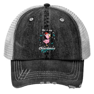 Discover Winter Christmas Pyjama Flamingo Trucker Hats