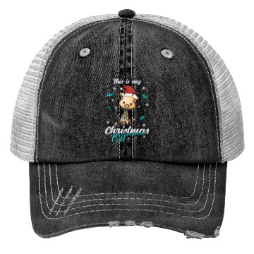 Discover Winter Christmas Pyjama Giraffe Trucker Hats