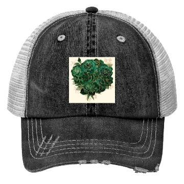 Discover Green and Gold Glam Roses Pattern Trucker Hats
