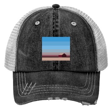 Discover Sunset House Minimalist Abstract Art Landscape Trucker Hats