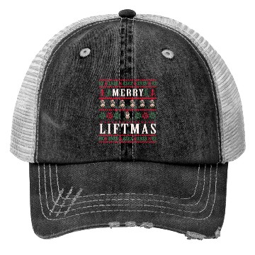 Discover Merry Liftmas Christmas Bodybuilder Gym Workout Trucker Hats