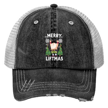 Discover Merry Liftmas Christmas Bodybuilder Gym Workout Trucker Hats