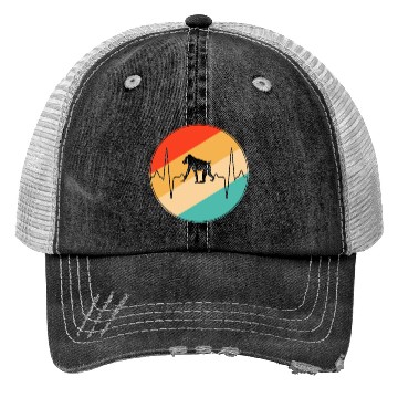 Discover monkey retro heartbeat Trucker Hats