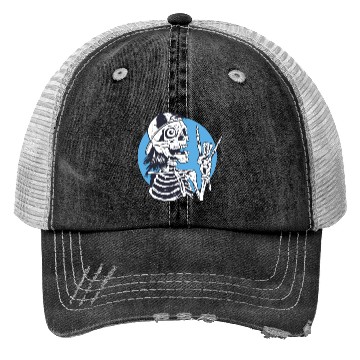 Discover Skeleton rock and roll cartoon Trucker Hats