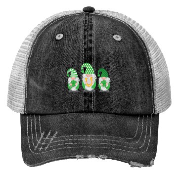 Discover St Patrick's Day Gnome Lucky Clover Shamrock Gift Trucker Hats