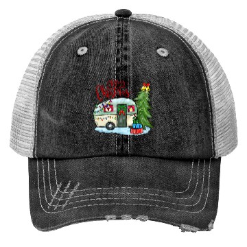 Discover Merry Christmas Happy Camper Funny Camping Life Trucker Hats