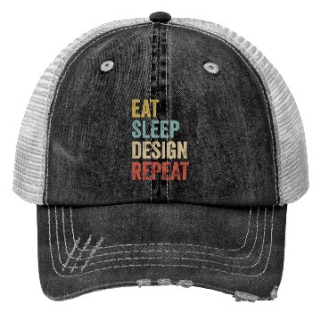 Discover Funny Eat Sleep Design Repeat Graphic Designer Trucker Hats