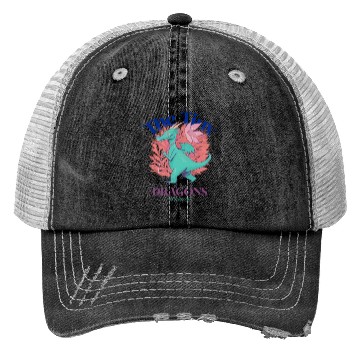 Discover Trucker Hats with a dragon design with wonderful cartoo