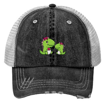 Discover Big sister brother dino siblings boy girl heart Trucker Hats