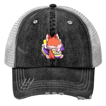 Discover Nonbinary Pride Kawaii Fox Ramen Noodles Non Binar Trucker Hats