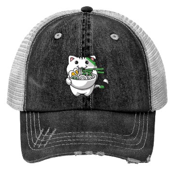 Discover Demiromantic Pride Kawaii Cat Ramen Noodles Trucker Hats