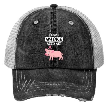 Discover Farm Animal Piglet Farmer Funny Gift Pig Trucker Hats