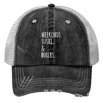 Discover Weekends Sushi And Boxer Dogs Trucker Hats