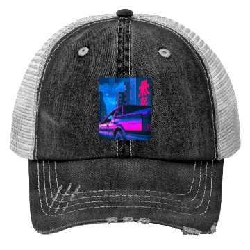 Discover Vaporwave Car Synthwave City Trucker Hats