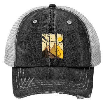 Discover Painted Art Mountains With Sun Trucker Hats