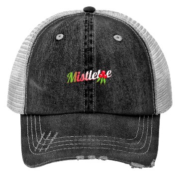 Discover Green Red White Mistletoe Logo For Christmas Trucker Hats