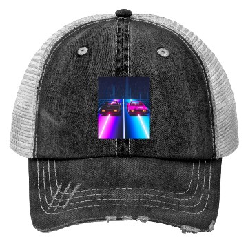 Discover Vaporwave Car Synthwave City Trucker Hats