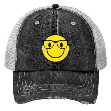 Discover Nerd Smile Face Emoticon Eyeglasses Nerd Smiley Trucker Hats