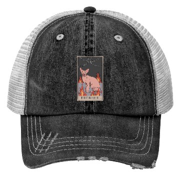 Discover Hairless Cat Devil Tarot Card Design Trucker Hats