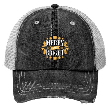 Discover Merry And Bright Snowflakes Mistletoe Xmas Holiday Trucker Hats