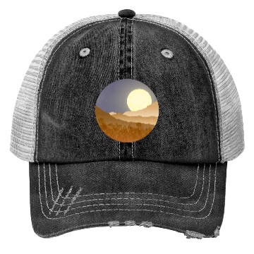 Discover Nightscape with full moon Trucker Hats
