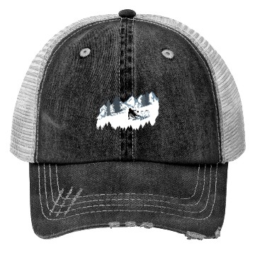 Discover Skier and Mountains, Skiing Trucker Hats