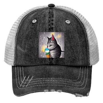Discover cut cat love ice cream Trucker Hats