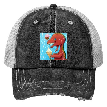 Discover happy dinosaur love ice cream Trucker Hats