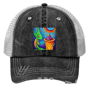 Discover happy dinosaur love ice cream Trucker Hats
