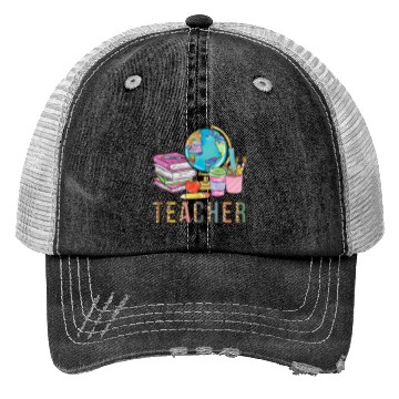Discover Cute Teacher Leopard Print Globe First Day of Trucker Hats