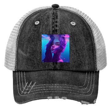 Discover Purple mermaid underwater Trucker Hats