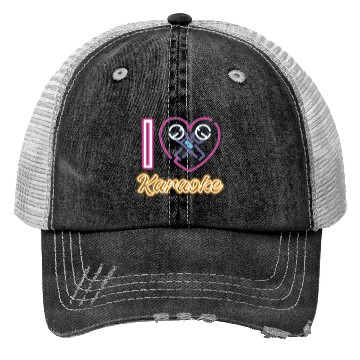 Discover Karaoke Singer Heart 80s Retro I Trucker Hats