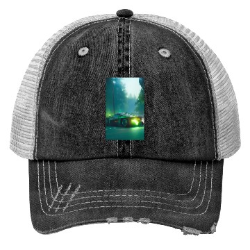 Discover Futuristic grey neon car Trucker Hats