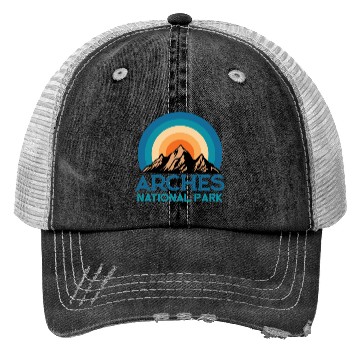 Discover Cool Vintage Retro Arches National Park Mountain Trucker Hats