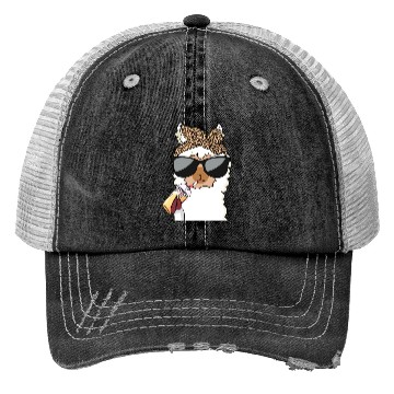 Discover Llama Leopard Girls Women Alpaca Lover Trucker Hats
