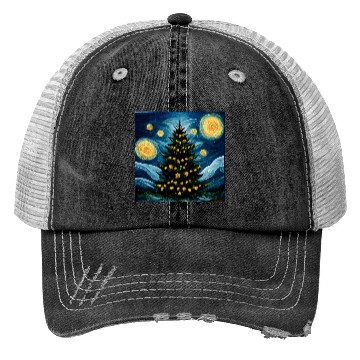 Discover Van Gogh Design Christmas Tree Trucker Hats
