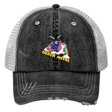 Discover Skeleton Unicorn Rainbow Metal Music Lover Trucker Hats