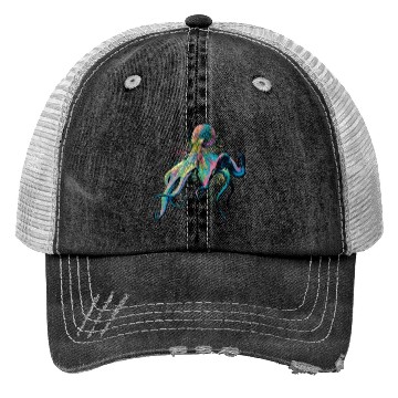 Discover Colorful Inked Octopus Illustration Trucker Hats