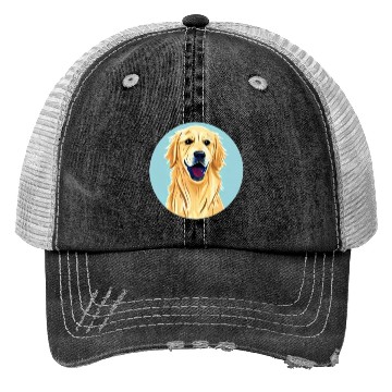 Discover Golden Retriever & Blue Sky Trucker Hats