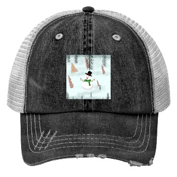 Discover Cute Snowman enjoying snow. Trucker Hats