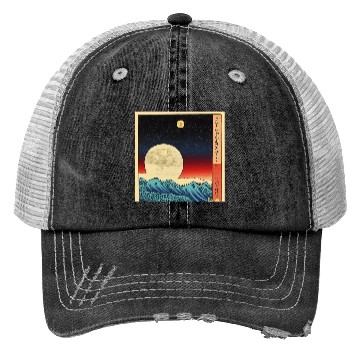 Discover Ukiyo-e Moon over Mountain Range, Japanese Print Trucker Hats