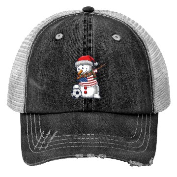 Discover Soccer Boy Dabbing Snowman Christmas Jersey Trucker Hats