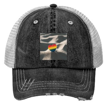Discover LGBTQ Pride Love Heart in Sand Trucker Hats