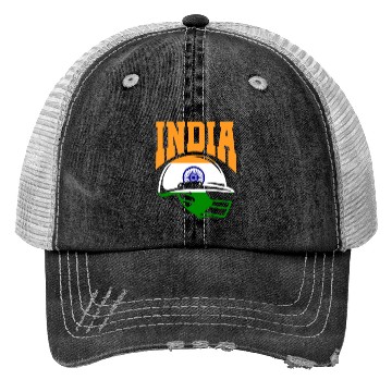 Discover India Helmet Cricket Player Trucker Hats
