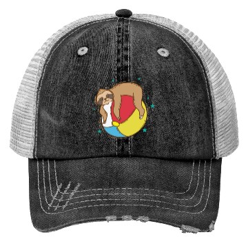Discover Sloth on a Beach Ball lazy Trucker Hats