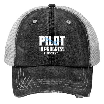 Discover Pilot In Progress Please Wait.... Aviation Airline Trucker Hats