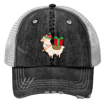 Discover Lama with Christmas present Trucker Hats