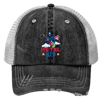 Discover Grim Bone Unicorn Rainbow Metal Rock Metal Kid Trucker Hats