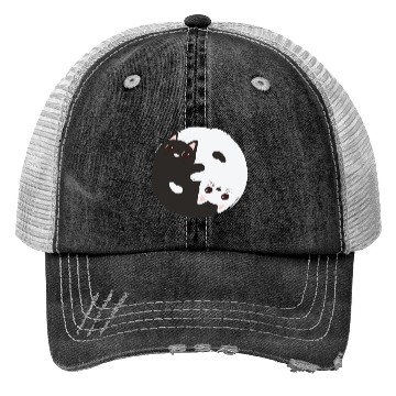 Discover ying yang cat Trucker Hats