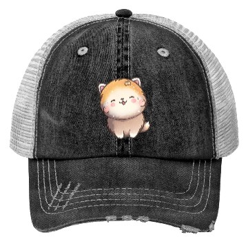Discover Tiny happy puppy smiling Trucker Hats